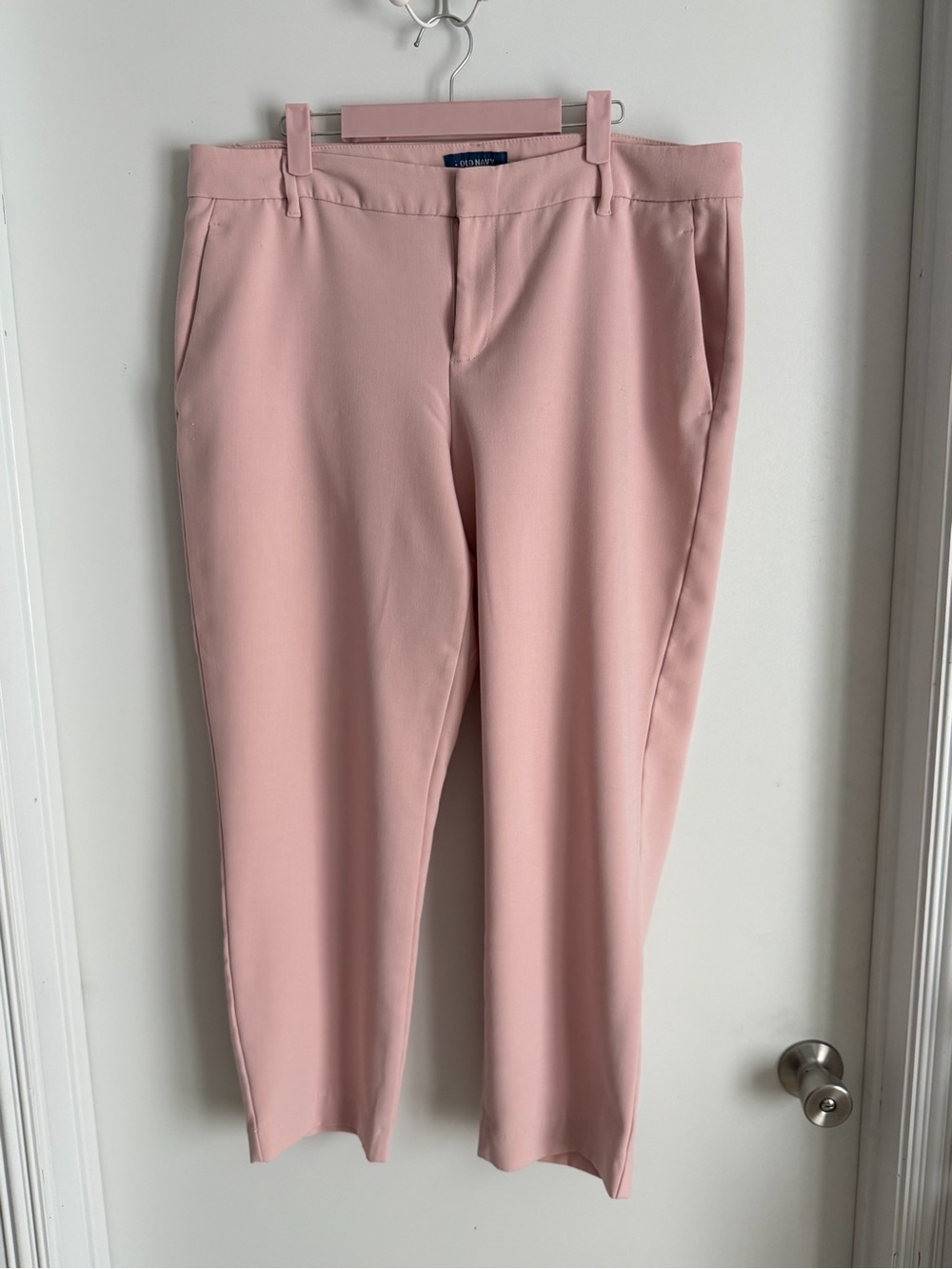 Old Navy Harper Cropped Light Blush Mid-Rise Trousers